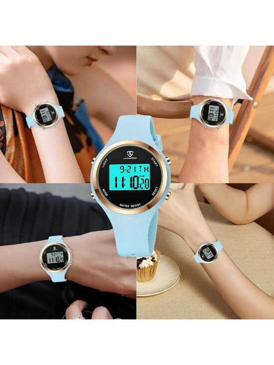 Women\'s Light Blue Quartz Chronograph Waterproof Outdoor Sport Digital Watch main image 4